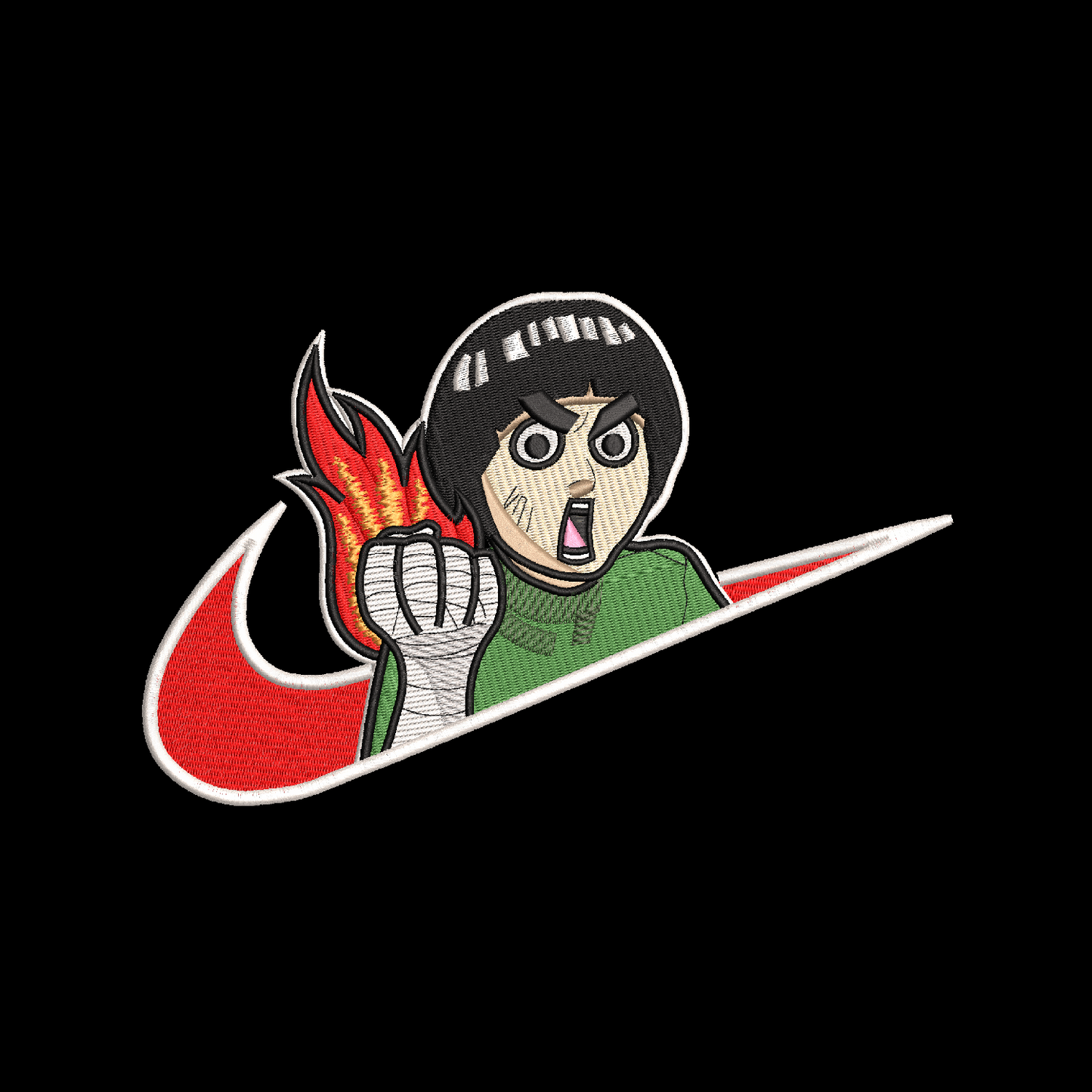 LIMITED Naruto Rock Lee Flame Fist EMBROIDERED ANIME HOODIE