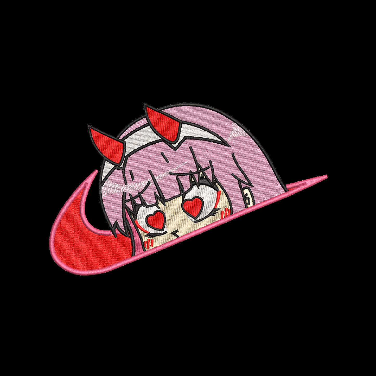 LIMITED Zero Two Love Eyes EMBROIDERED ANIME HOODIE
