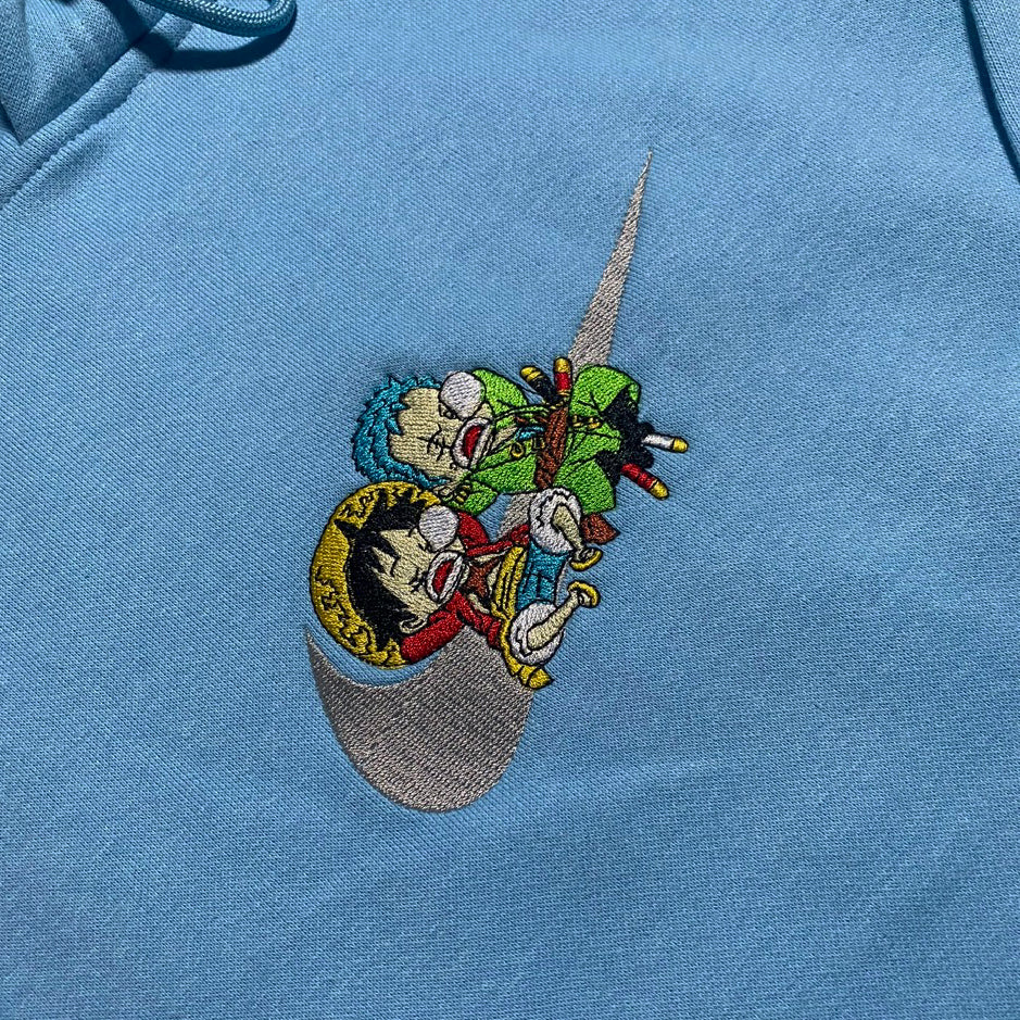 LIMITED ONE PIECE LUFFY AND ZORO ZOFFY X EMBROIDERED ANIME HOODIE