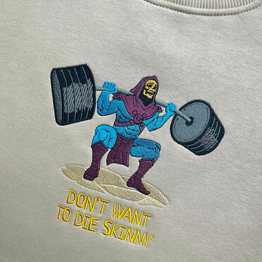 LIMITED Skeletor Don't Wanna Die Skinny EMBROIDERED GYM HOODIE