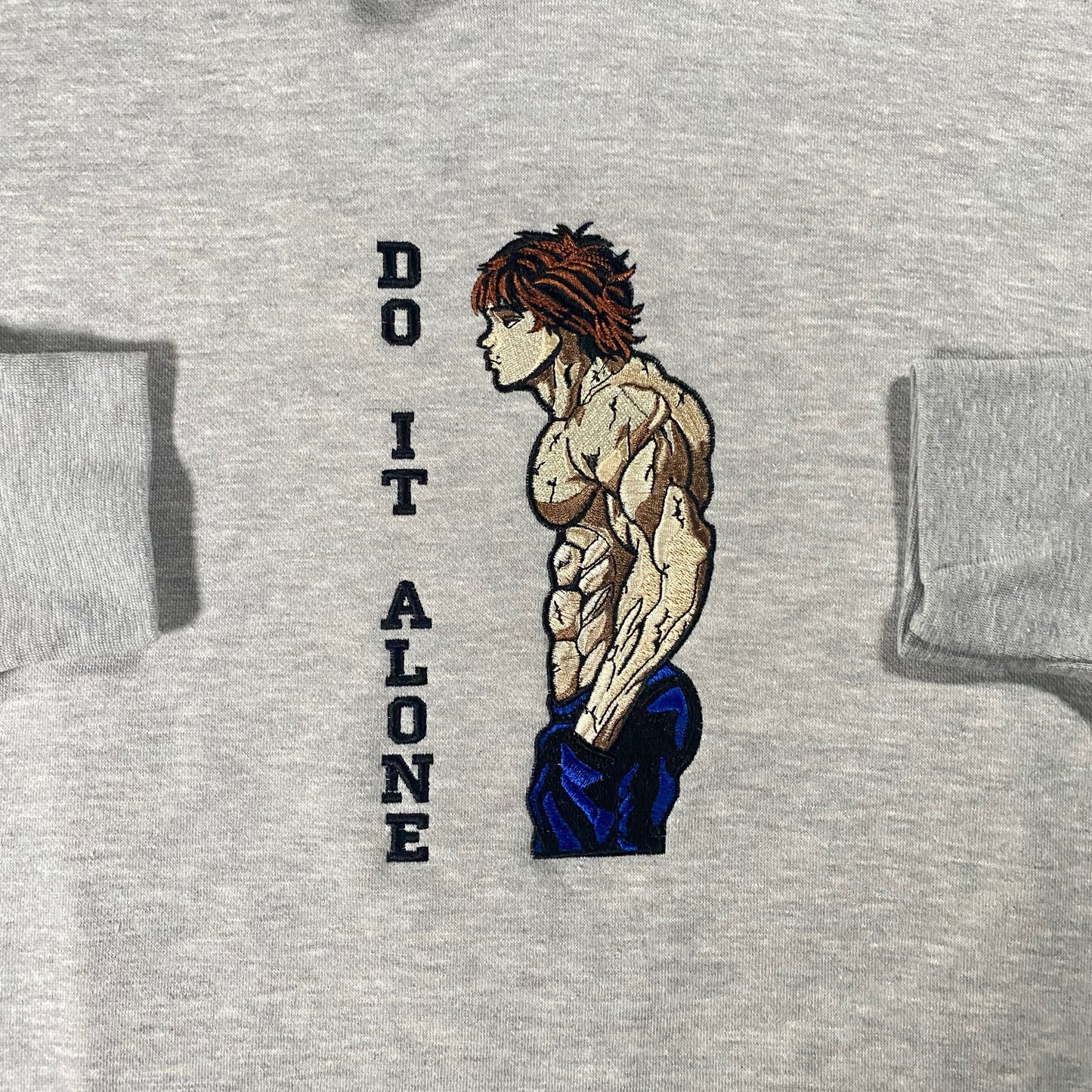 LIMITED Baki Do It Alone EMBROIDERED ANIME HOODIE