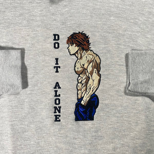 LIMITED Baki Do It Alone EMBROIDERED ANIME HOODIE