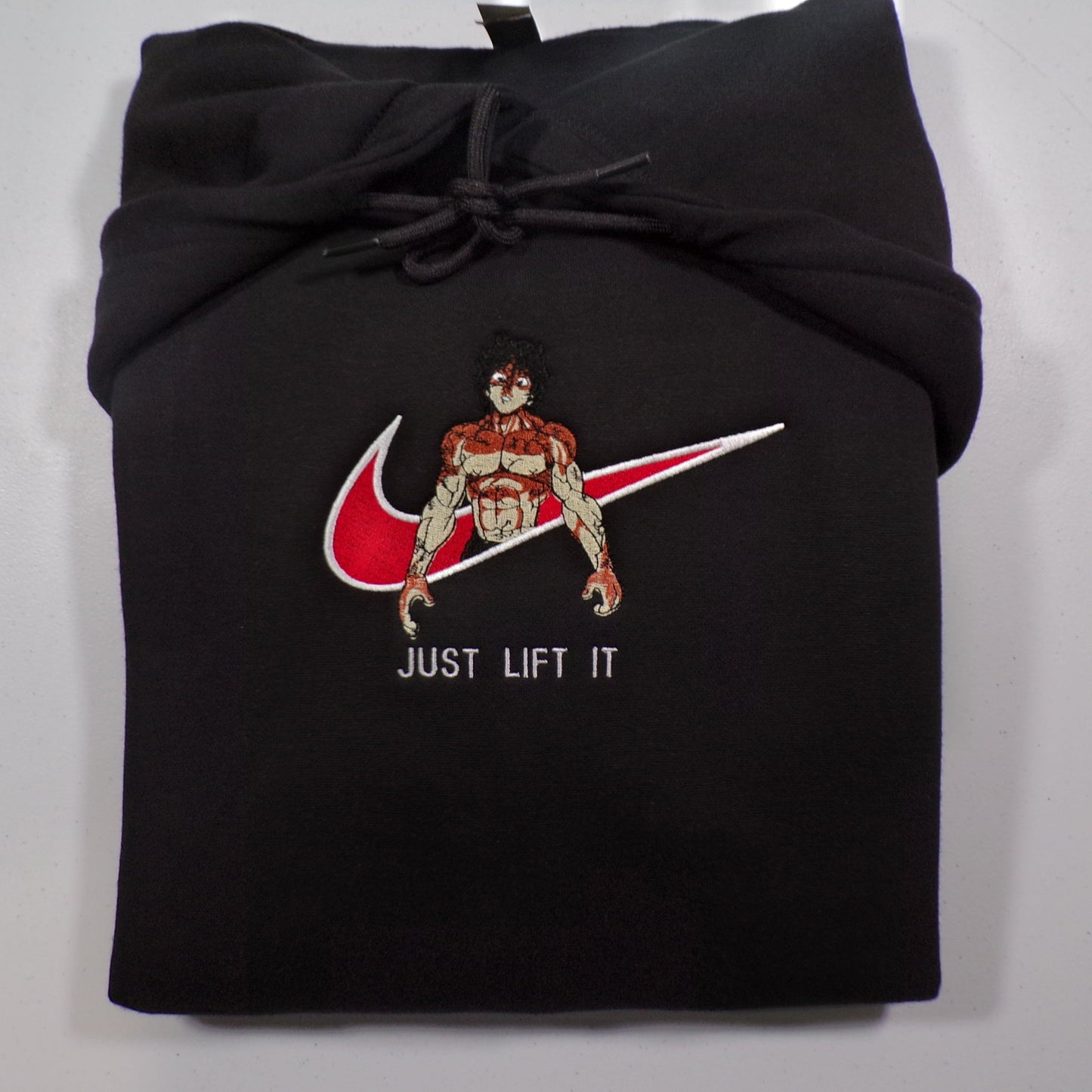 LIMITED BAKI THE GRAPPLER HANMA X JUST LIFT IT EMBROIDERED ANIME HOODIE