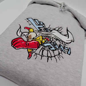 LIMITED ONE PUNCH MAN SAITAMA SERIOUS PUNCH EMBROIDERED HOODIE
