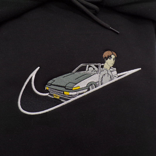 LIMITED INITIAL D TOYOTA AE86 TAKUMI FUJIWARA X JUST DRIFT IT EMBROIDERED ANIME HOODIE