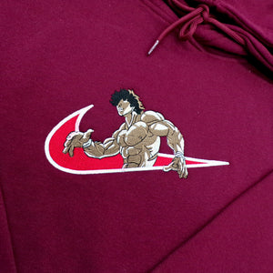 LIMITED BAKI HANMA X THE STRONGEST TEENAGER IN THE WORLD EMBROIDERED ANIME HOODIE