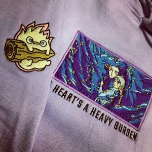 LIMITED HOWL'S MOVING CASTLE A HEART'S A HEAVY BURDEN EMBROIDERED ANIME HOODIE