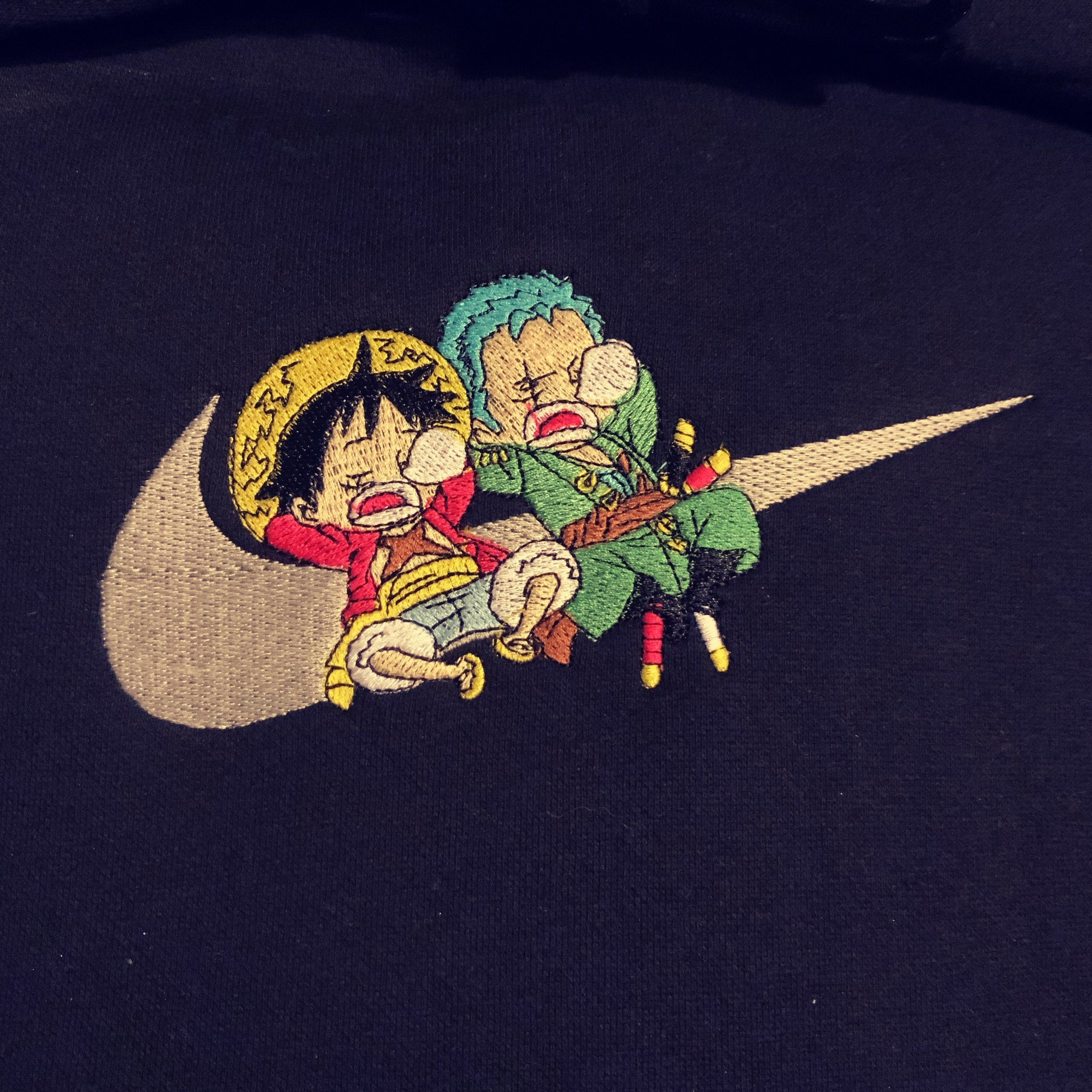 LIMITED ONE PIECE LUFFY AND ZORO ZOFFY X EMBROIDERED ANIME HOODIE