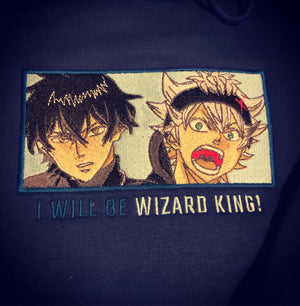 LIMITED BLACK CLOVER ASTA AND YUNO WIZARD KING EMBROIDERED ANIME HOODIE