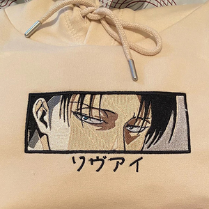 LIMITED ATTACK ON TITAN LEVI BOXED EMBROIDERED ANIME HOODIE