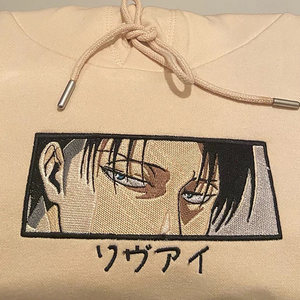 LIMITED ATTACK ON TITAN LEVI BOXED EMBROIDERED ANIME HOODIE