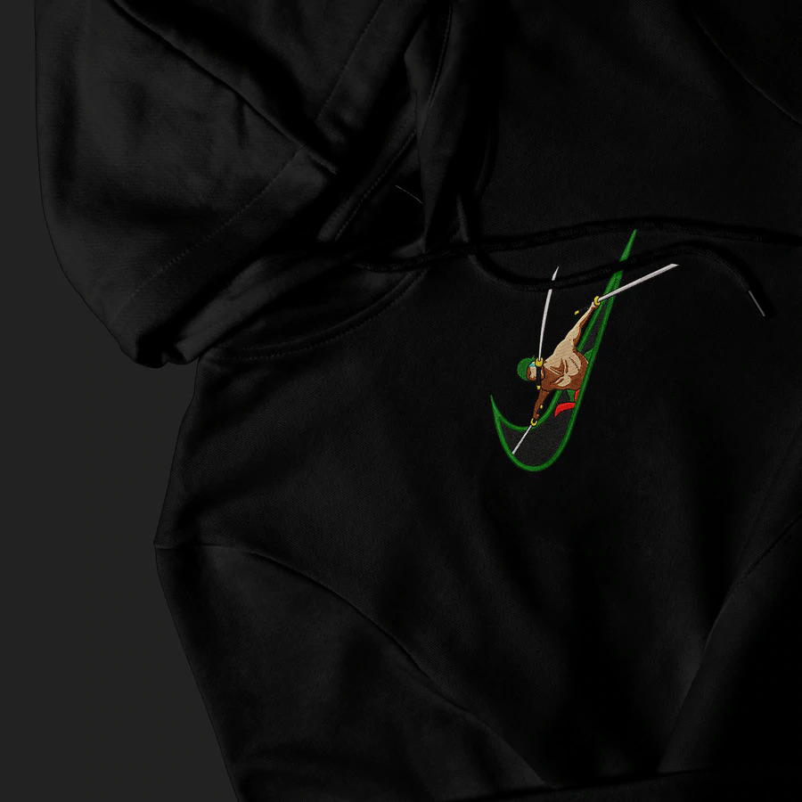 LIMITED ONE PIECE ZORO X RAGE EMBROIDERED ANIME HOODIE