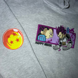 LIMITED HAPPY INSIDE SUPER SAIYAN GOD VEGETA KINGDAMN CUSTOM EMBROIDERED HOODIE