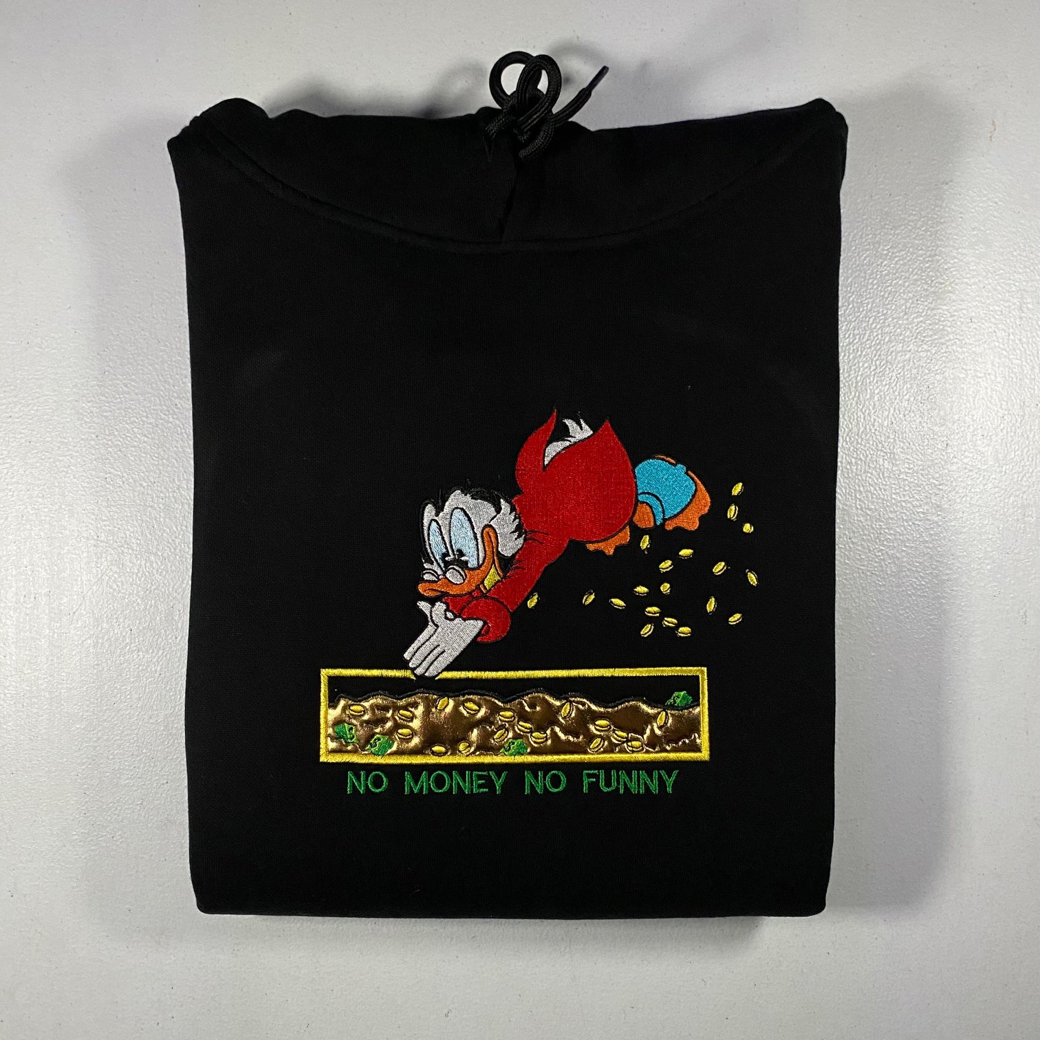 LIMITED Scrooge McDuck No Money No Funny EMBROIDERED HOODIE