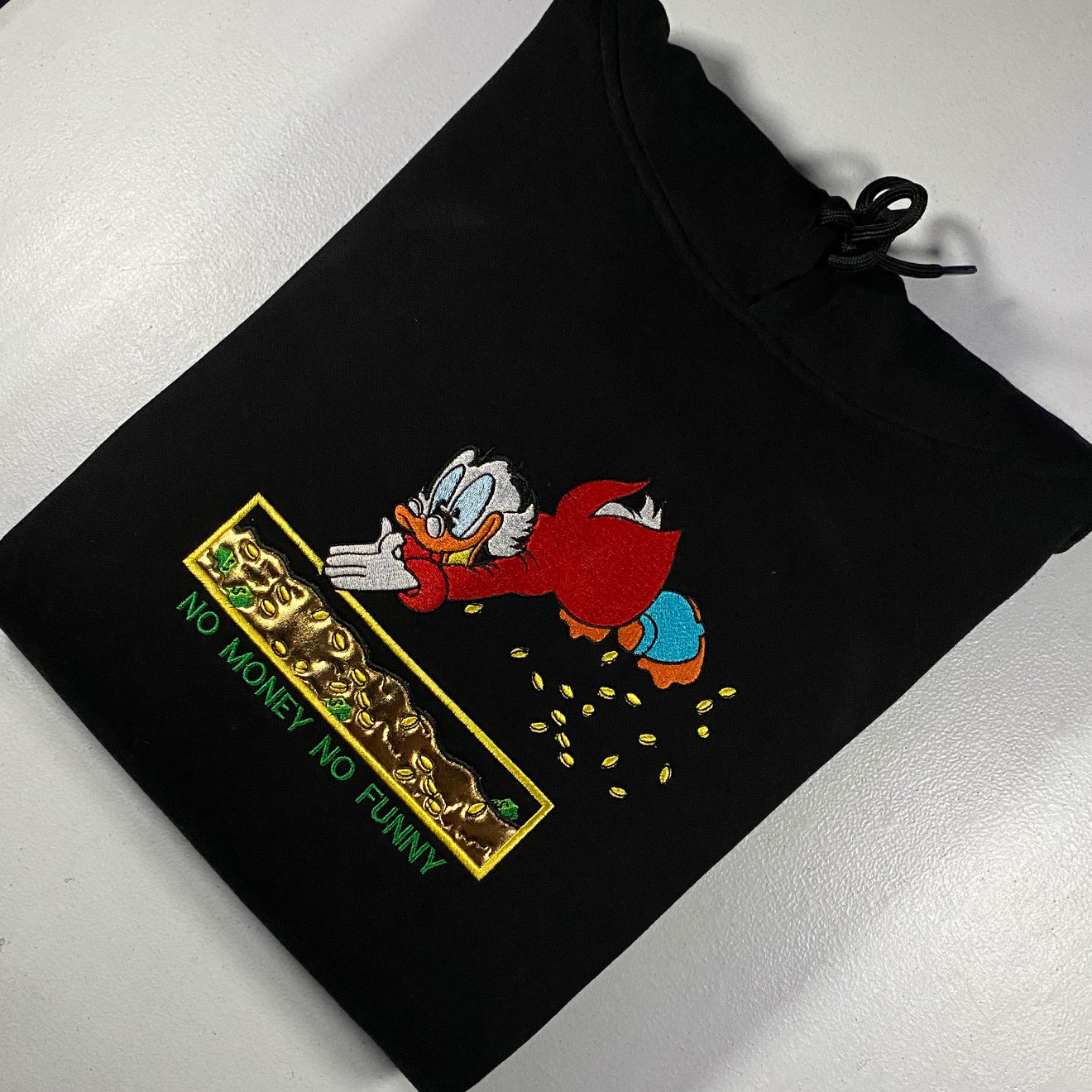 LIMITED Scrooge McDuck No Money No Funny EMBROIDERED HOODIE