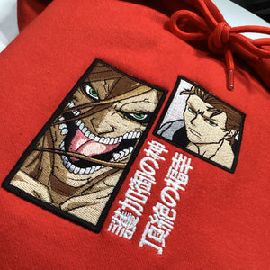 LIMITED ATTACK ON TITAN EREN YEAGER TITAN SCOUT KINGDAMN CUSTOM EMBROIDERED HOODIE