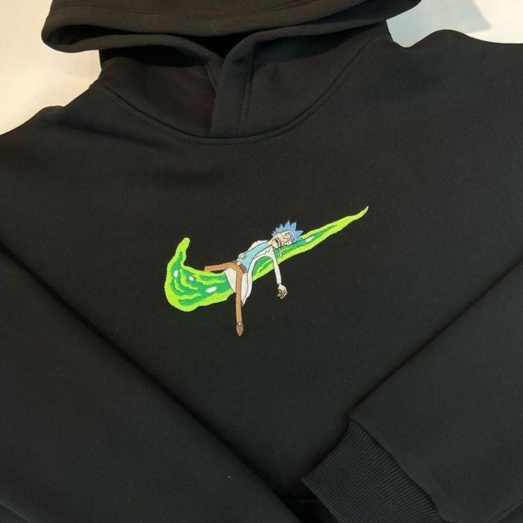 LIMITED Rick and Morty Portal Swoosh EMBROIDERED ANIME HOODIE
