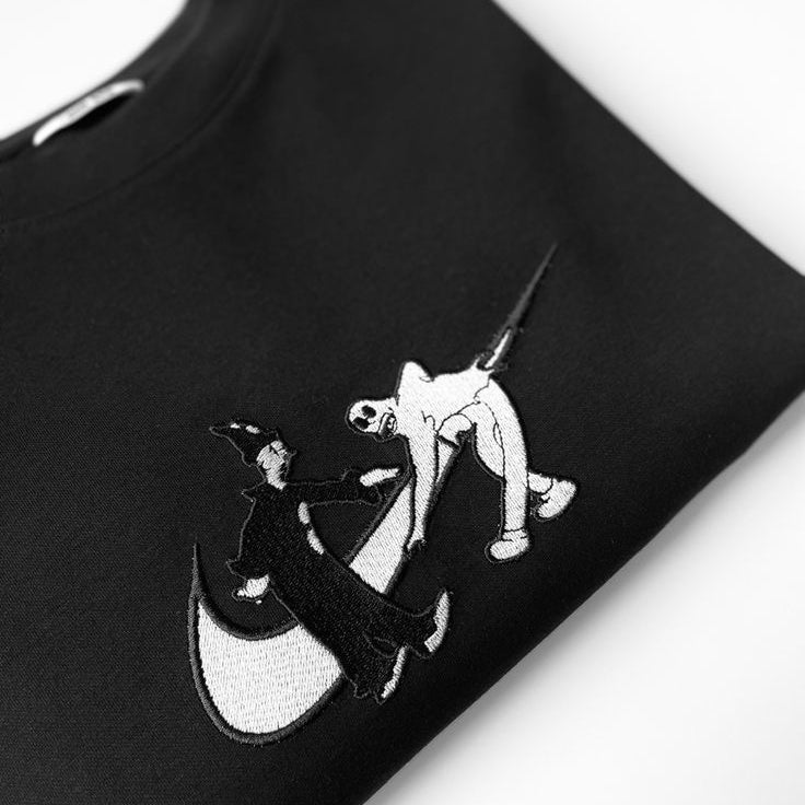 Limited Koko the Ghost Clown X Black and White Edition Embroidered Anime T-Shirt