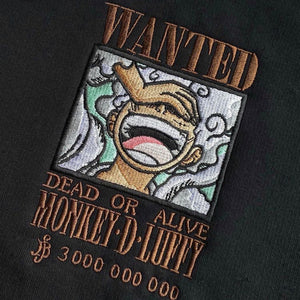 LIMITED ONE PIECE WANTED MONKEY D. LUFFY 5TH GEAR EMBROIDERED HOODIE