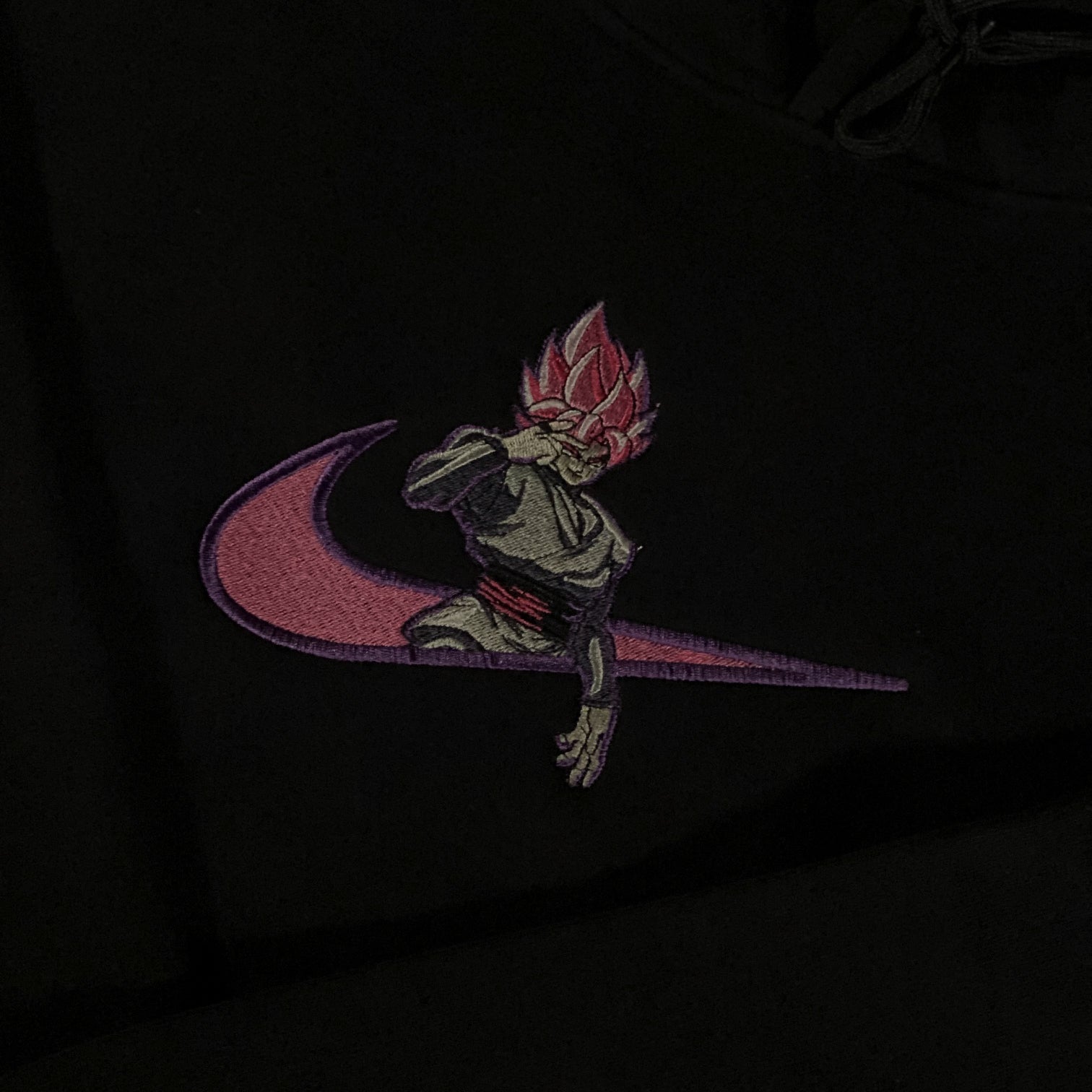 LIMITED Dragonball Super X SS Rose Goku Black EMBROIDERED Gym HOODIE