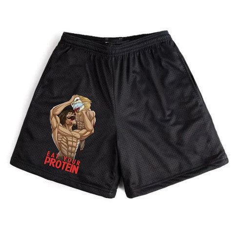 LIMITED ATTACK ON TITAN EAT YOUR PROTEIN GYM SHORTS