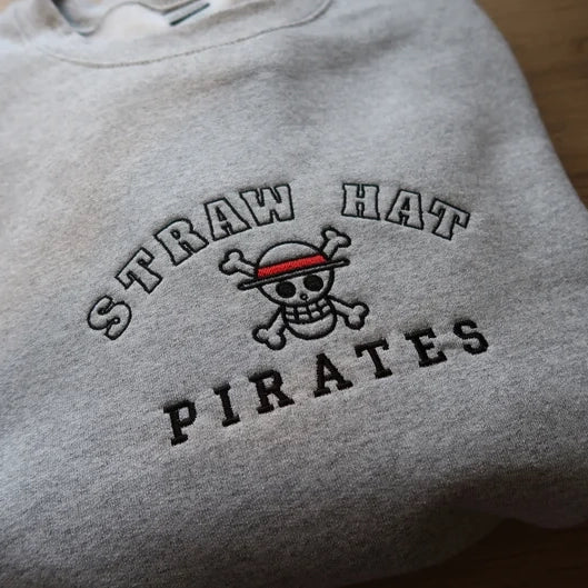 One Piece Straw Hat Pirates Embroidered Sweatshirt/Crewneck